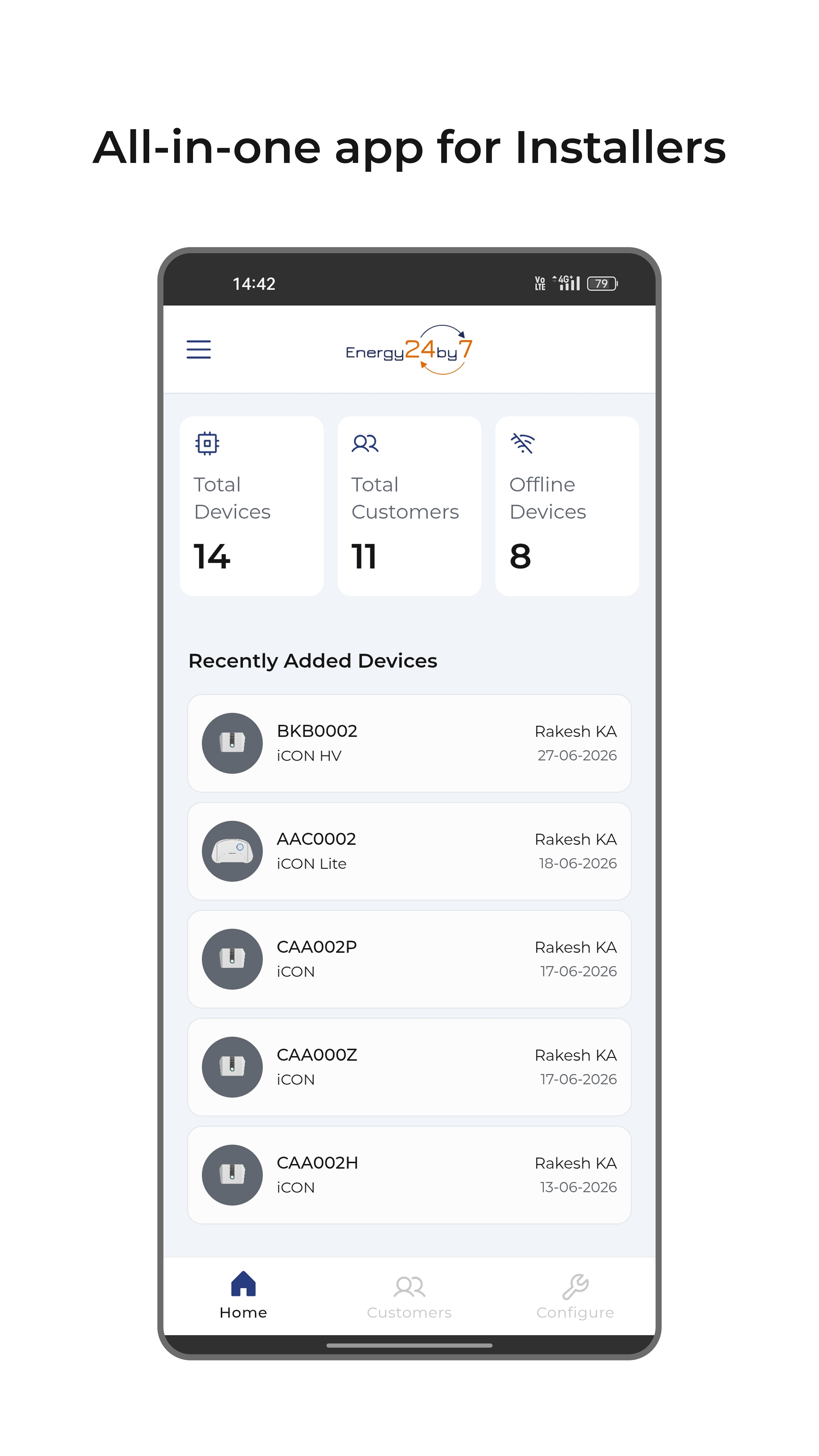 Energy24by7 installer app